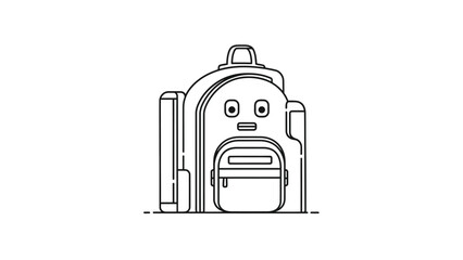 Minimalist Line Art Backpack Icon Illustration for School, Travel, and Outdoor Adventures, Perfect for Educational Resources and Digital UI/UX Designs