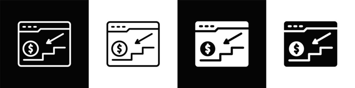 Income Down Icon With Black And White Background