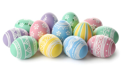 Colorful easter eggs with sugar coating and decorative designs