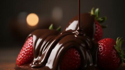 Strawberries Drenched in Rich Melted Chocolate Create A Decadent Dessert Moment