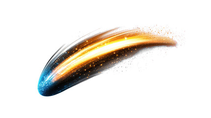 Comet with Fiery Tail on Transparent Background
