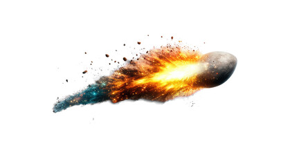 Fiery Comet with Glowing Tail on Transparent Background