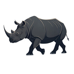3D Illustration, Black Rhinoceros walking Icon isolated on a transparent background