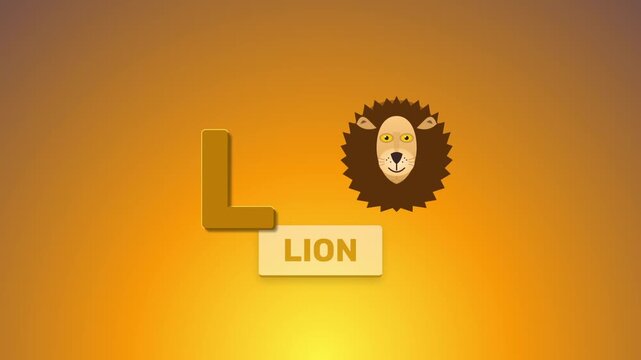 Letter L Alphabet Animation With Cute Lion Circle Icon