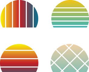 Colorful Sunset Sunburst Abstract Design Elements