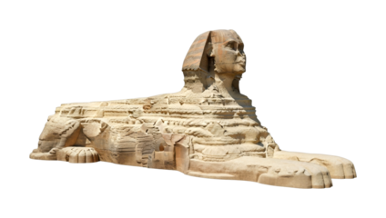 The ancient Great Sphinx monument stands majestically, showcasing its weathered stone and iconic human head with a powerful lion body, representing timeless Egyptian history and mythology.