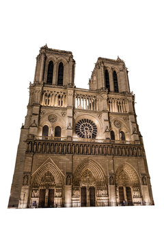 A west facade of the Notre-Dame-de-Paris Cathedral, isolated