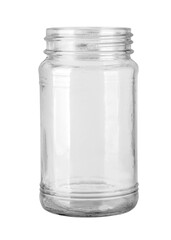 Empty clear glass jar for food storage
