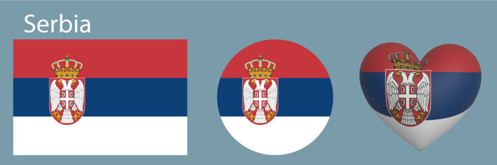 set Serbia flag icon vector illustration sign 