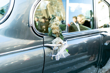 auto, espejo, conducci&oacute;n, veh&iacute;culo, transportaci&oacute;n, embelesado, cristaleras, conducir, circulaci&oacute;n, boda, ch&oacute;fer