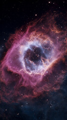 Celestial Glowing Circle, Radiant Nebula Encircled By Red Filaments And Luminous Particles For Visual Art