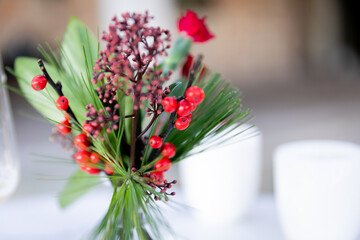 decoraciones, navida, configuraci&oacute;n, flor, celebraciones, restaurante, decoraci&oacute;n, interiors, acontecimiento, verde, natural, planta, belleza, delicado, ramillete, ramo, macro, zoom