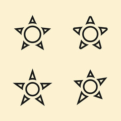 Ornate Decorative Star Icons with Circular Geometric Patterns Editable Stroke lines