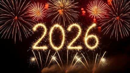 Vibrant fireworks display celebrating 2026