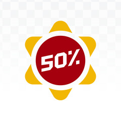Yellow Starburst with 50 Percent Off Sale Label