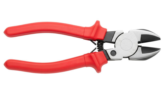 Red handle diagonal cutting pliers tool for electricians, cut out, stock png, isolated on transparent background