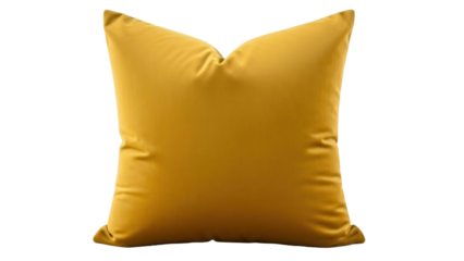 Soft golden yellow decorative throw pillow, cut out, stock png, isolated on transparent background