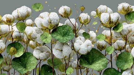 Macro photography of cotton stem and leaves high resolution picture