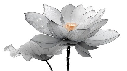 Minimalist lotus illustration with abstract petal details high resolution picture