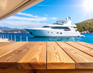 yacht in the sea and table