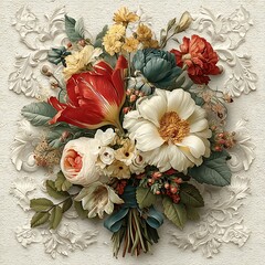 Stunning bouquet featuring roses and white blossoms high resolution picture