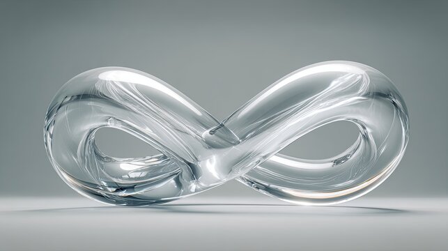 photorealistic 3D render of a glass abstract object, transparent material, realistic reflections, studio lighting