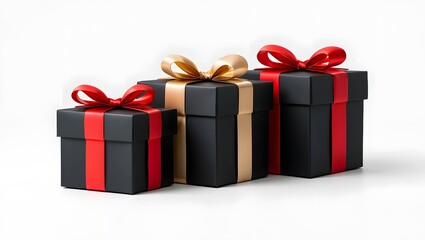 Obraz premium Four gift boxes with bows, isolated on white background