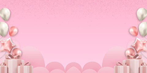 Elegant pink floral background featuring a heart-shaped frame and vector art illustration for a romantic Valentine celebration or wedding invitation card design