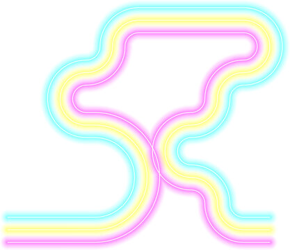 Extended irregular rounded wave composition using neon curves