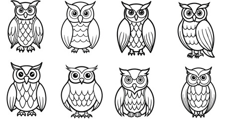 owl vector design with black silhouette and white background