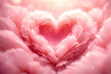 A heart made of pink flowers is floating in the air