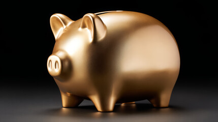 Golden piggy bank representing financial security, savings, investment, and wealth creation, symbolizing economic growth, prosperity, and future planning