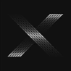 Steel lines that makes a letter "X". Halftone effect mixed with gradient.