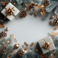 Christmas background with copy-space and gifts