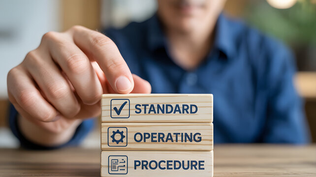 Implementing Standard Operating Procedure SOP with Wooden Blocks for Efficient Business Management Workflow