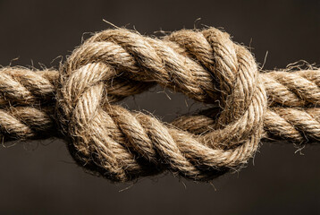 Close up of thick fibrous rope knot symbolizing business resilience