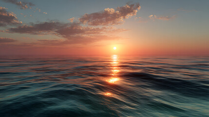 Obraz premium Simple sunset over flat ocean line with soft glow 