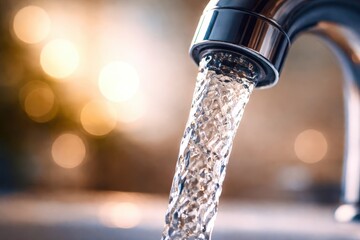 A faucet is dripping water, creating a sense of calm and tranquility