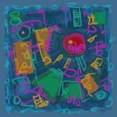 Abstract image for printing. Picture for modern interiors. The picture is painted by hand on a tablet. © neurostructure