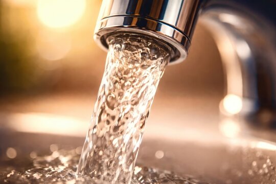 A faucet is dripping water, creating a sense of calm and tranquility