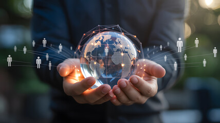 Global Network Connection and Worldwide People Communication Concept with Digital Globe