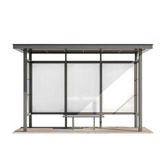 Bus Stop Structure With Simple Design Located on a City Sidewalk in Bright Daylight