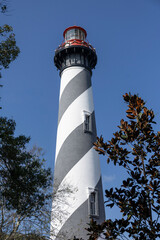 View of the St Augustine Lighthouse, also know as the St Augustine Light station in St Augustine Florida