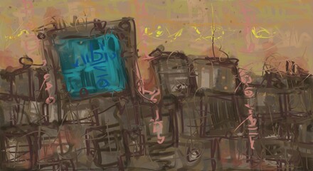 Abstract image for printing. Picture for modern interiors. The picture is painted by hand on a tablet. © neurostructure