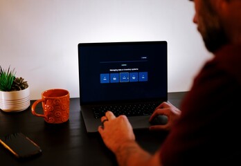 Middle Aged Man Takes Career Pathfinder Professional Assessment Tool for Occupational Suggestions Based on Personality Traits - Job Quiz Concept