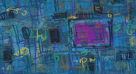 Abstract image for printing. Picture for modern interiors. The picture is painted by hand on a tablet. © neurostructure