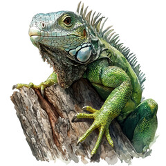Obraz premium watercolor of Iguana Climbing illustration, isolated on a white background.