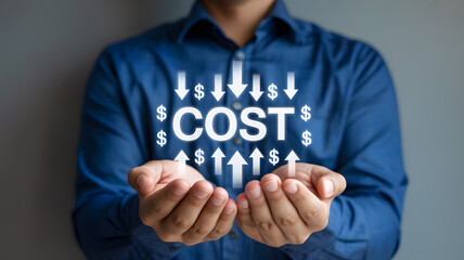 Business Cost Reduction and Financial Savings Strategy Concept with Downward Arrows and Dollar Symbols