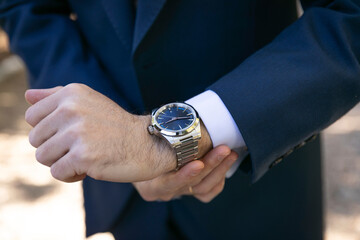 reloj, mano, cronometrar, tiempo, reloj de pulsera, mu&ntilde;eca, agiotaje, participaci&oacute;n, boda, moda, hombre, vestir, glamour