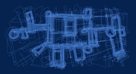 Abstract image for printing. Picture for modern interiors. The picture is painted by hand on a tablet. © neurostructure